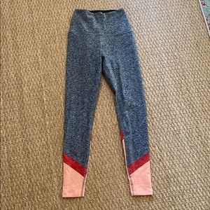 Beyond Yoga Gray and Coral Leggings